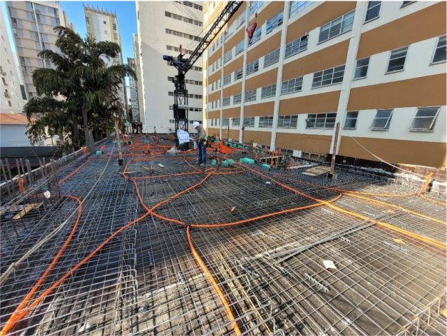 15/07/23- Preparação da laje do 3° pavimento para concretagem.